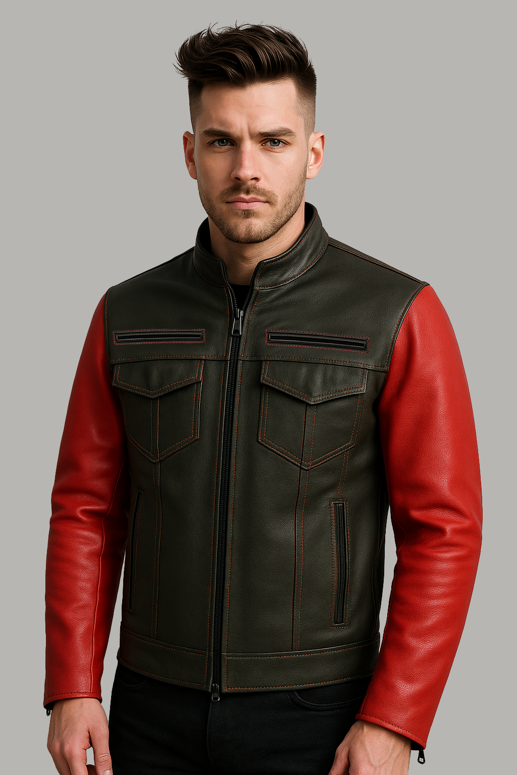PR-237 Inferno Edge Man's Moto Leather Jacket