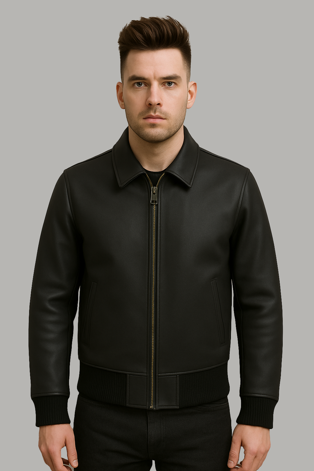 PR-218 The Heritage Bomber Man's Motorcycle Leather Jacket