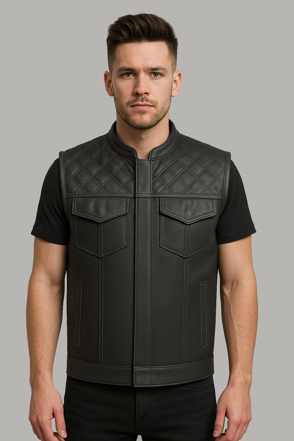 Ravencrest – Men’s Club Style Perforated Leather Vest