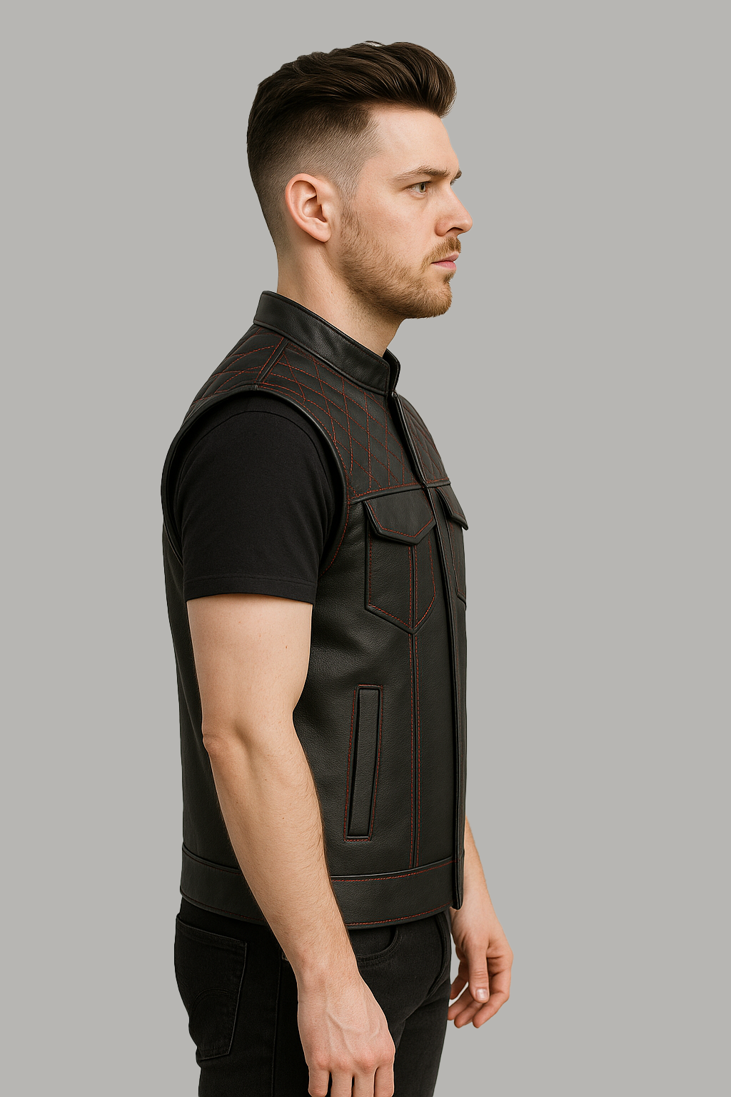 Scarlet Stitch - Men's Club Style Leather Vest