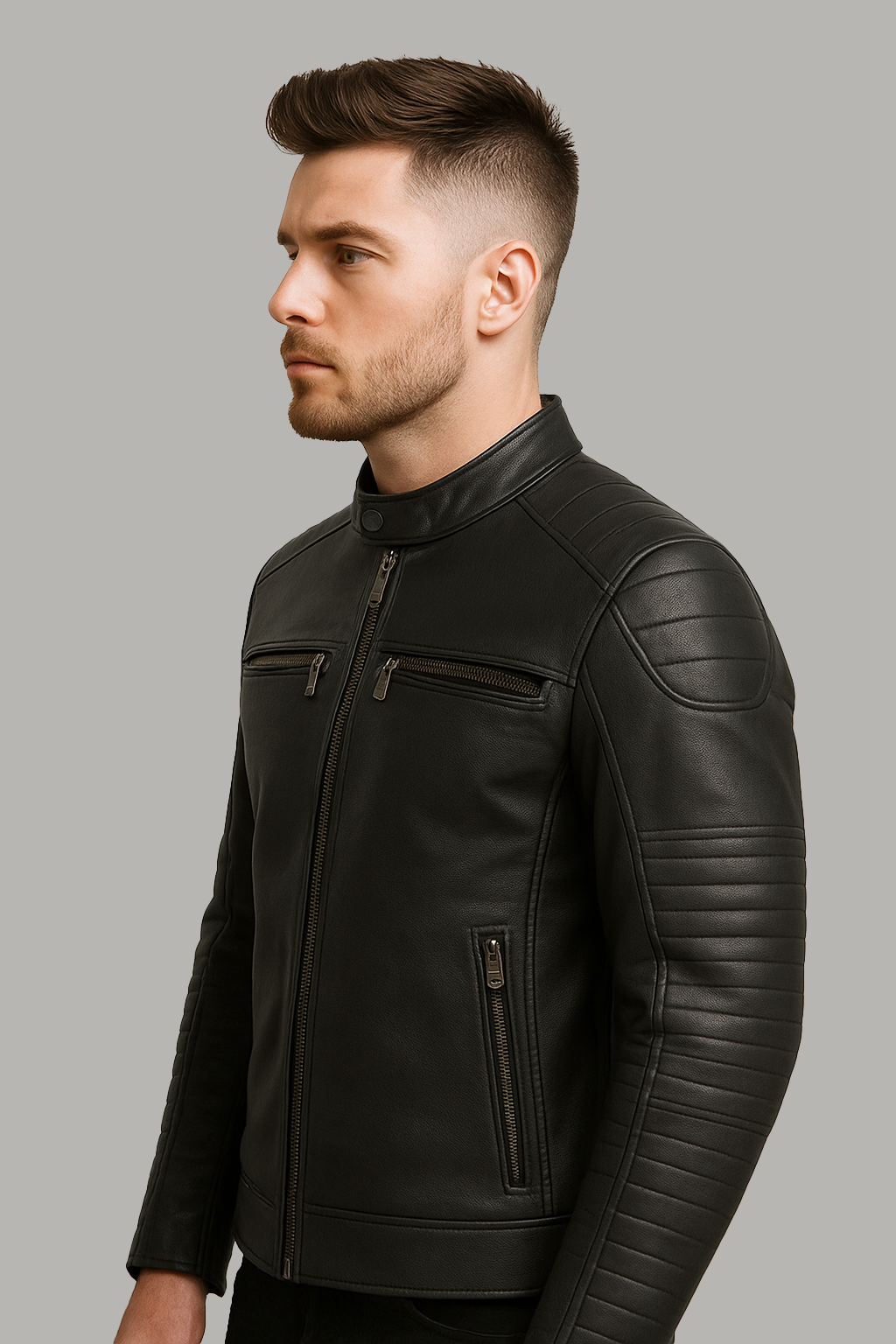 PR-222 Shadow Titan Man's Motorcycle Leather Jacket