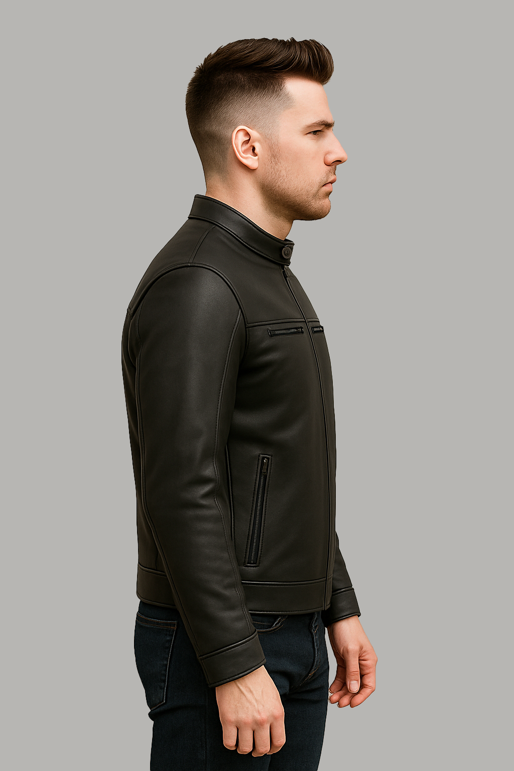 PR-232 Black Rampage Man's Moto Leather Jacket
