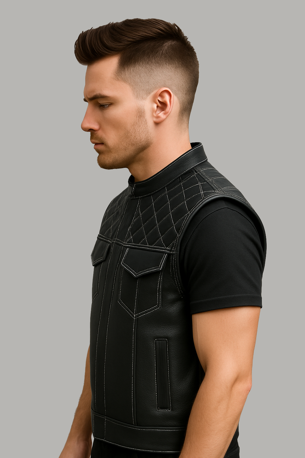 Scarlet Stitch - Men's Club Style Leather Vest