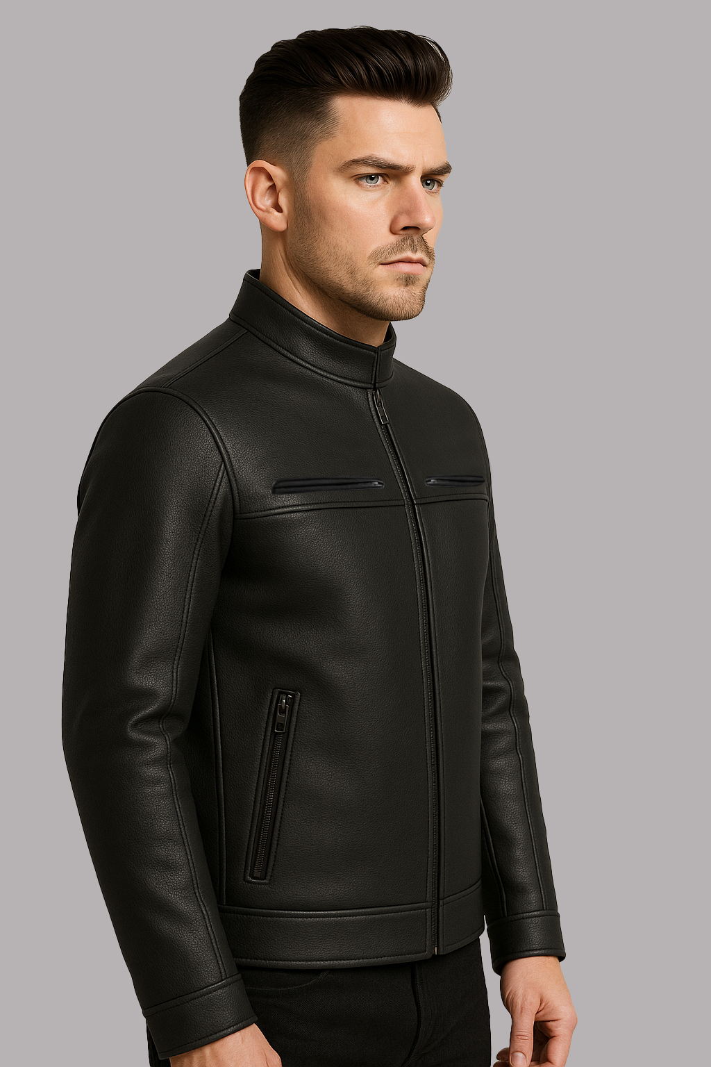 PR-205 Carbon Phantom – Men's Leather Motorcycle Jacket
