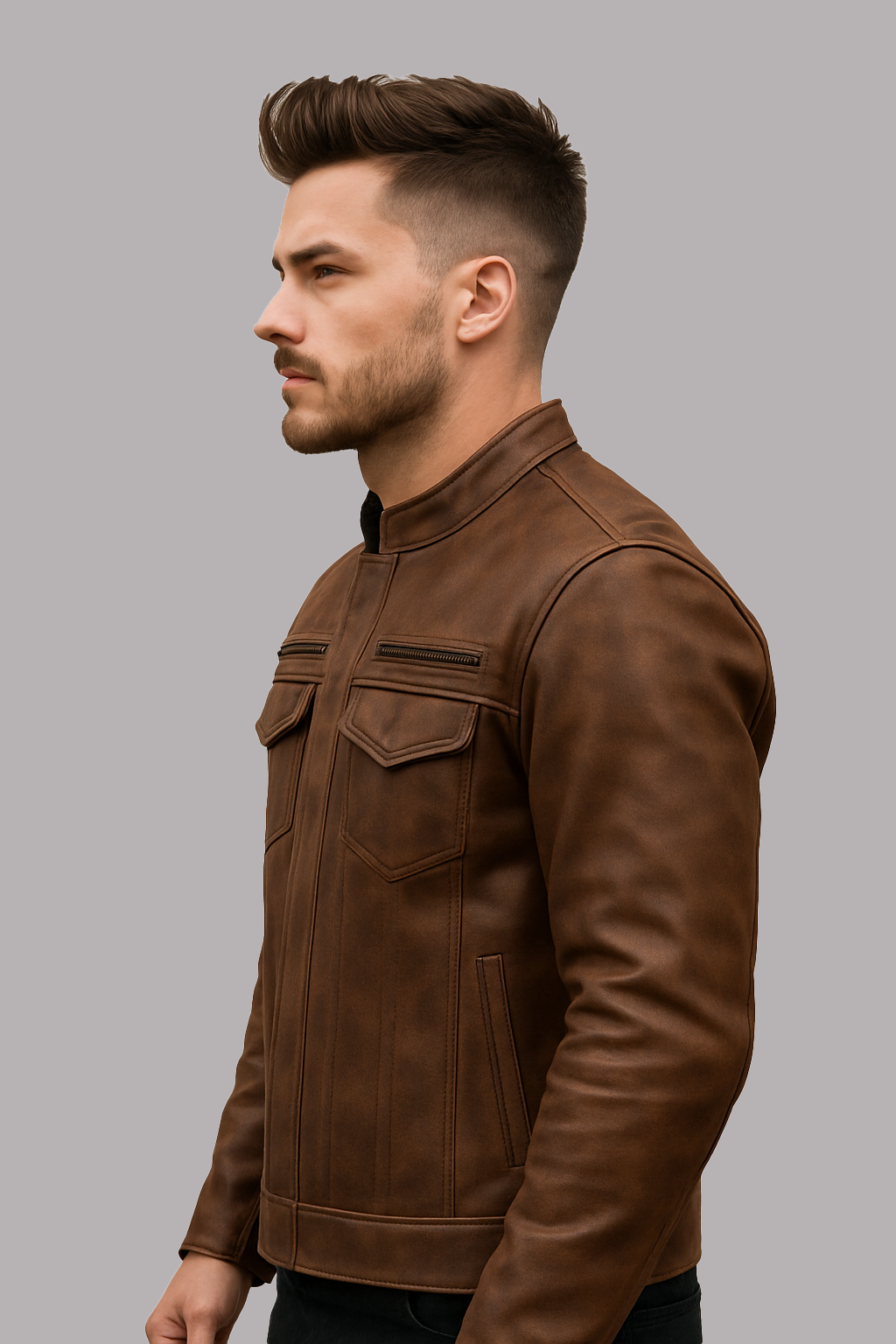 PR-225 Stealth Commander Man's Motorcycle Leather Jacket