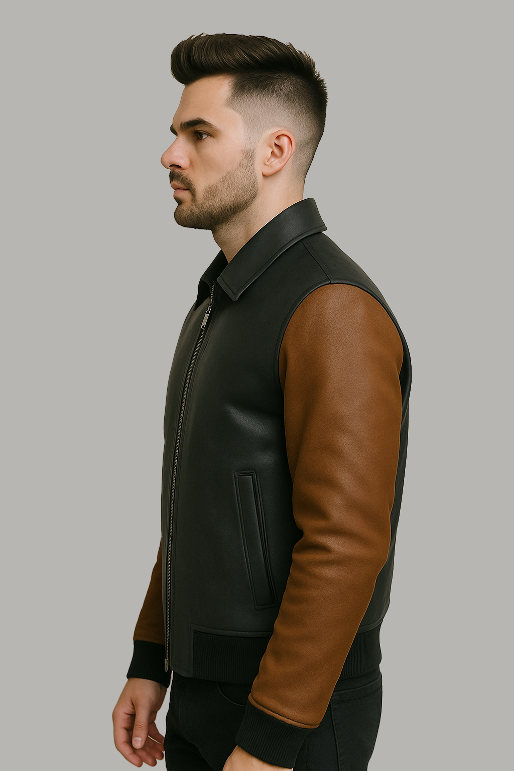 PR-219 Blaze Bomber Two Tone Man's Motorcycle Leather Jacket