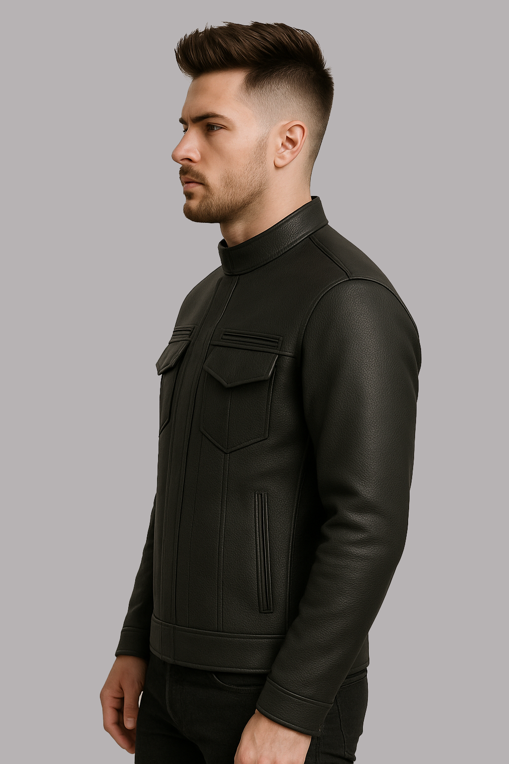 PR-225 Stealth Commander Man's Motorcycle Leather Jacket