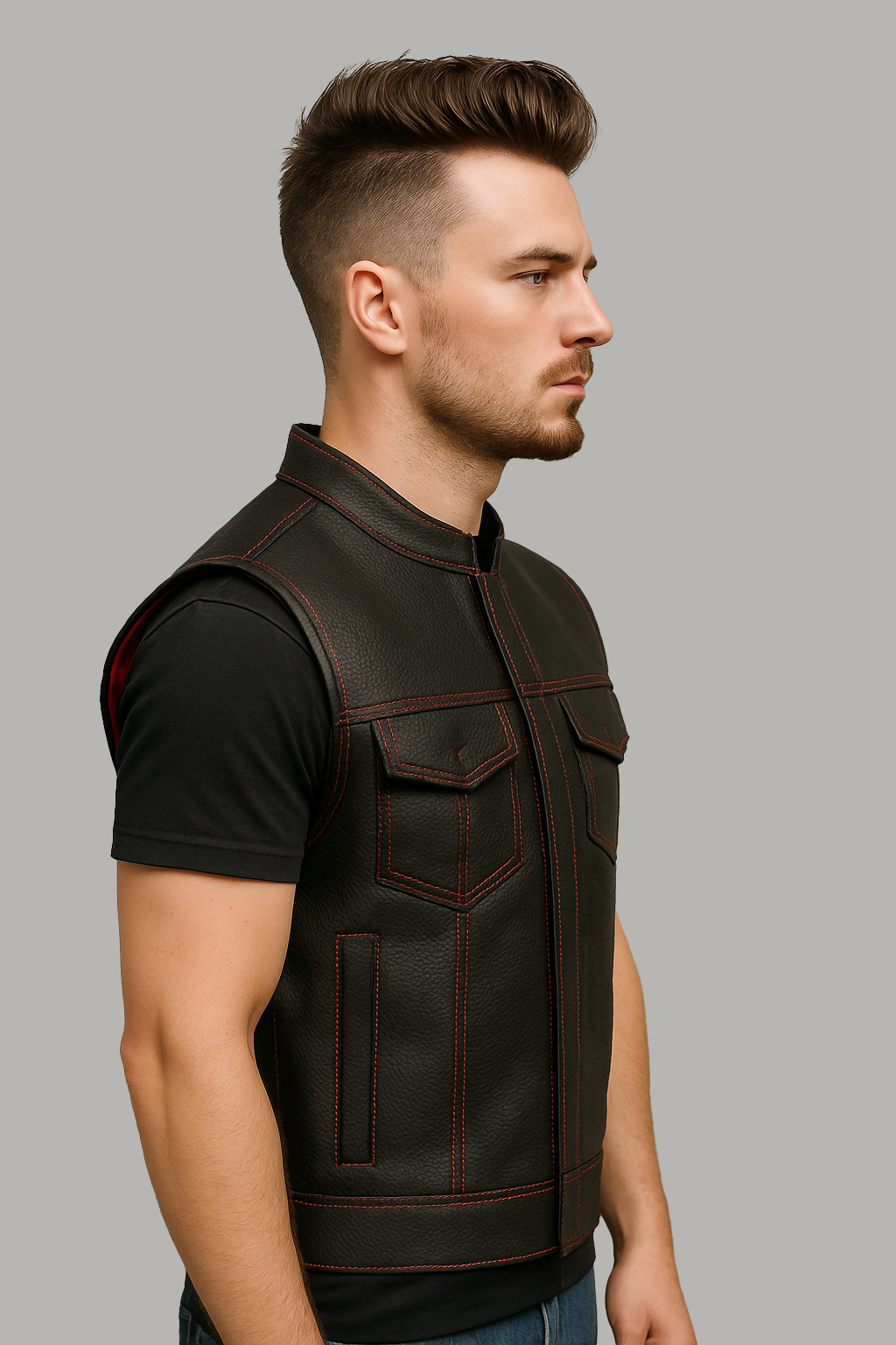 Nightwolf - Men's Motorcycle Perforated Leather Vest