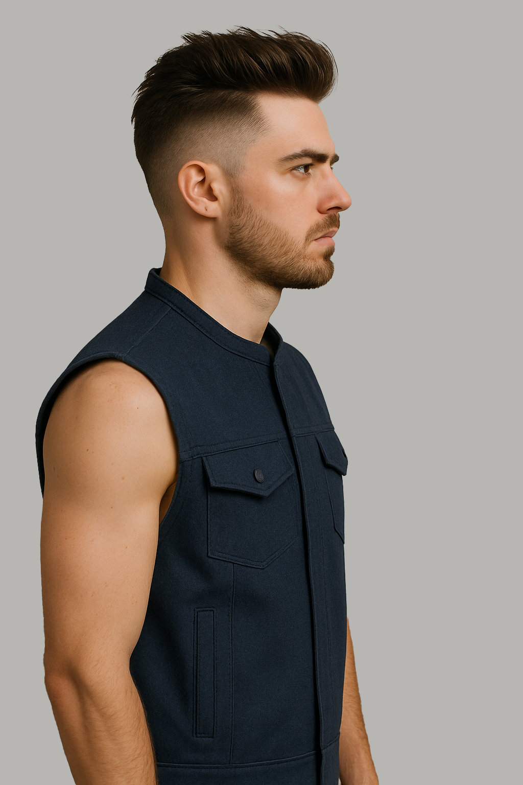 PR-306 Midnight Forge – Men's Motorcycle Denim Vest