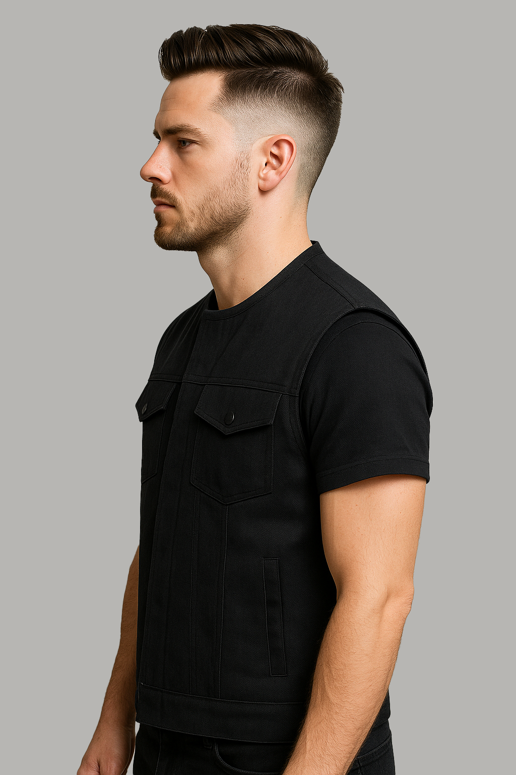 PR-306 Midnight Forge – Men's Motorcycle Denim Vest