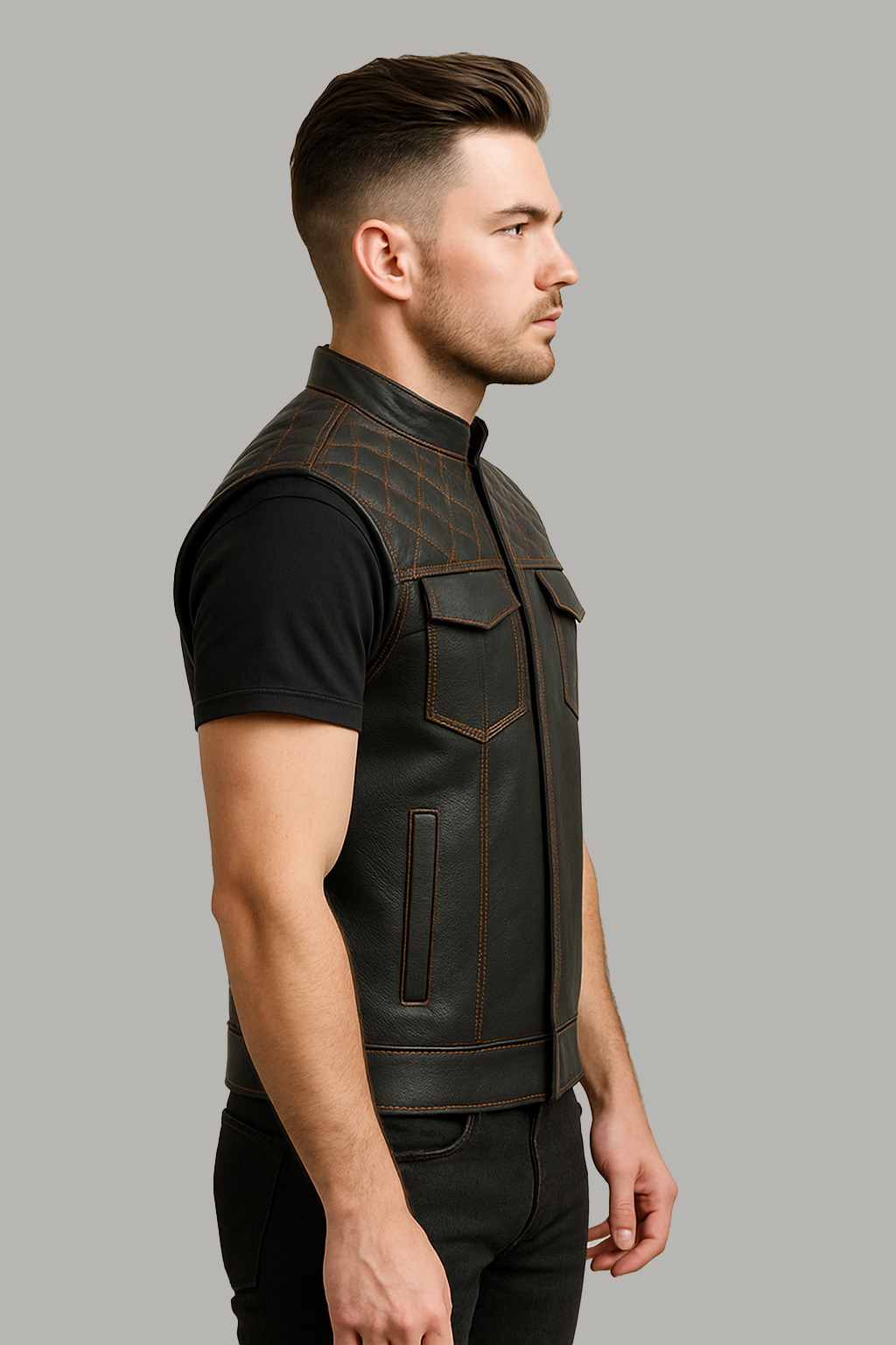 Scarlet Stitch - Men's Club Style Leather Vest