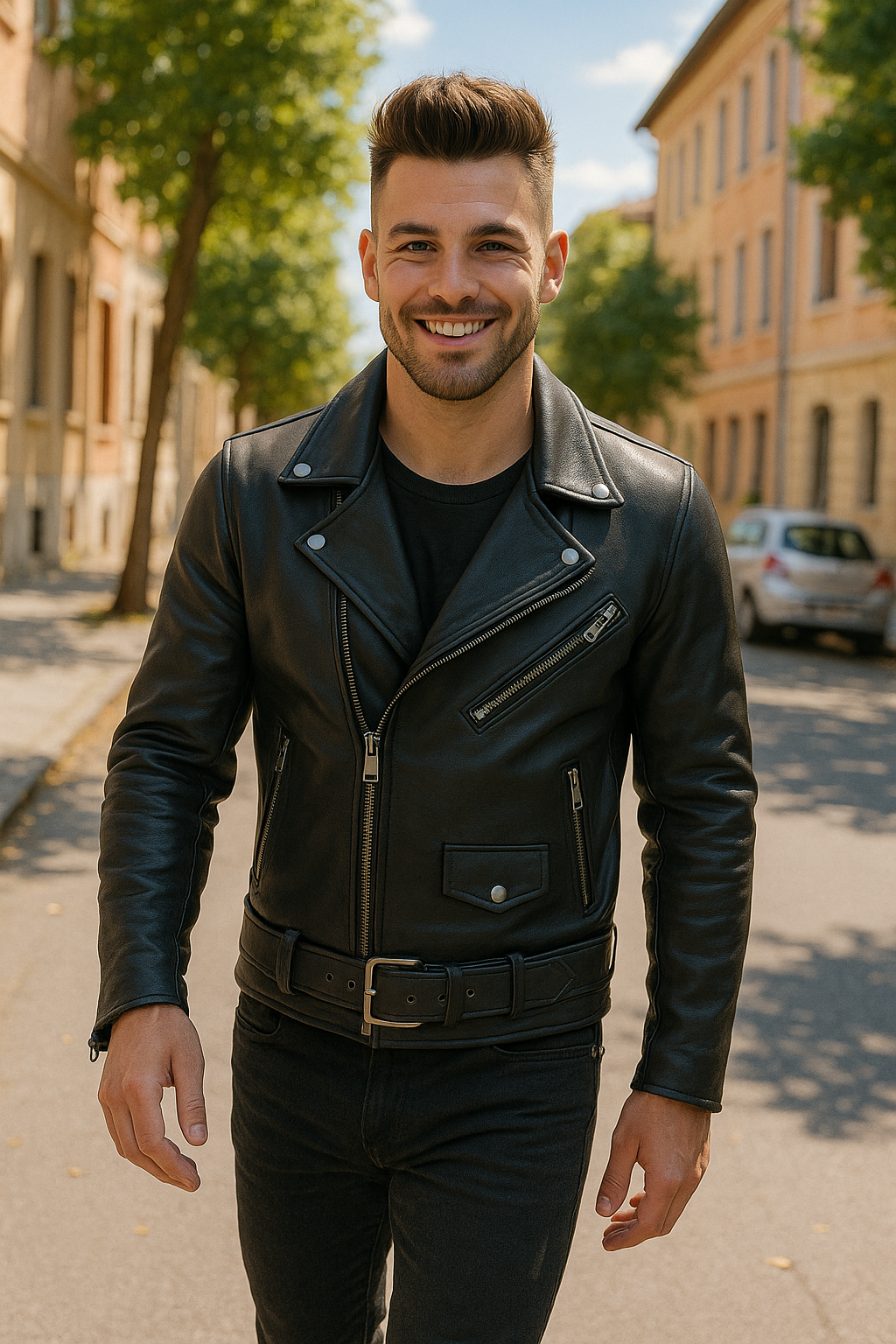 PR-211 Bronco Blaze Man's Motorcycle Leather Jacket