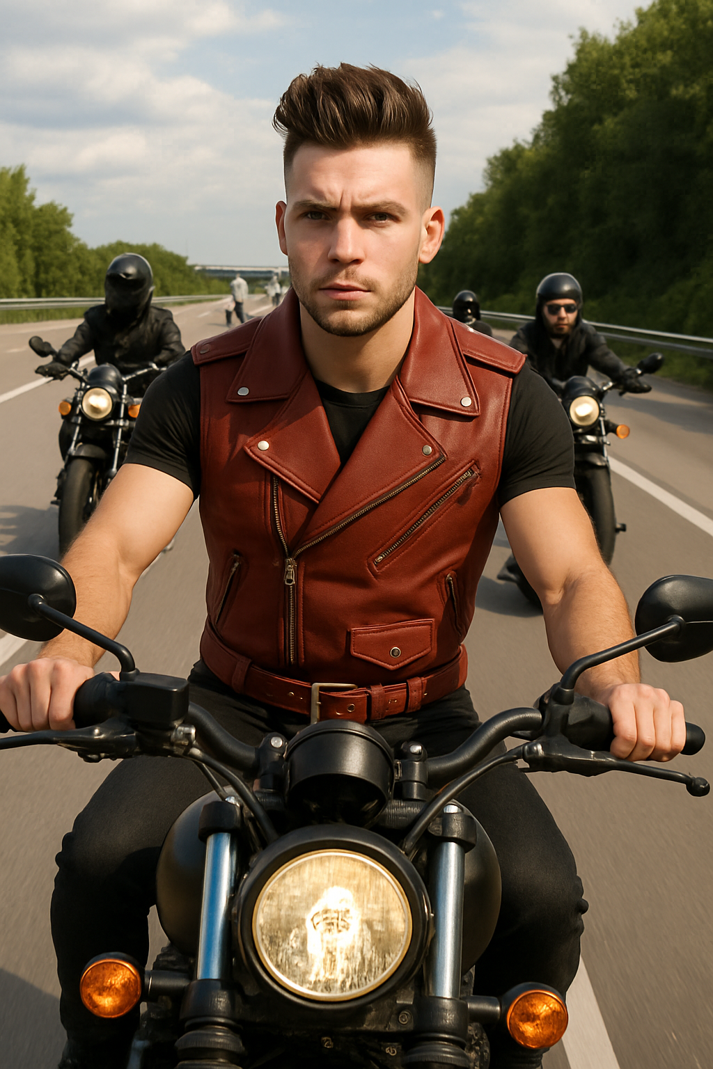 Thunderbrand - Men's Moto Style Leather Vest