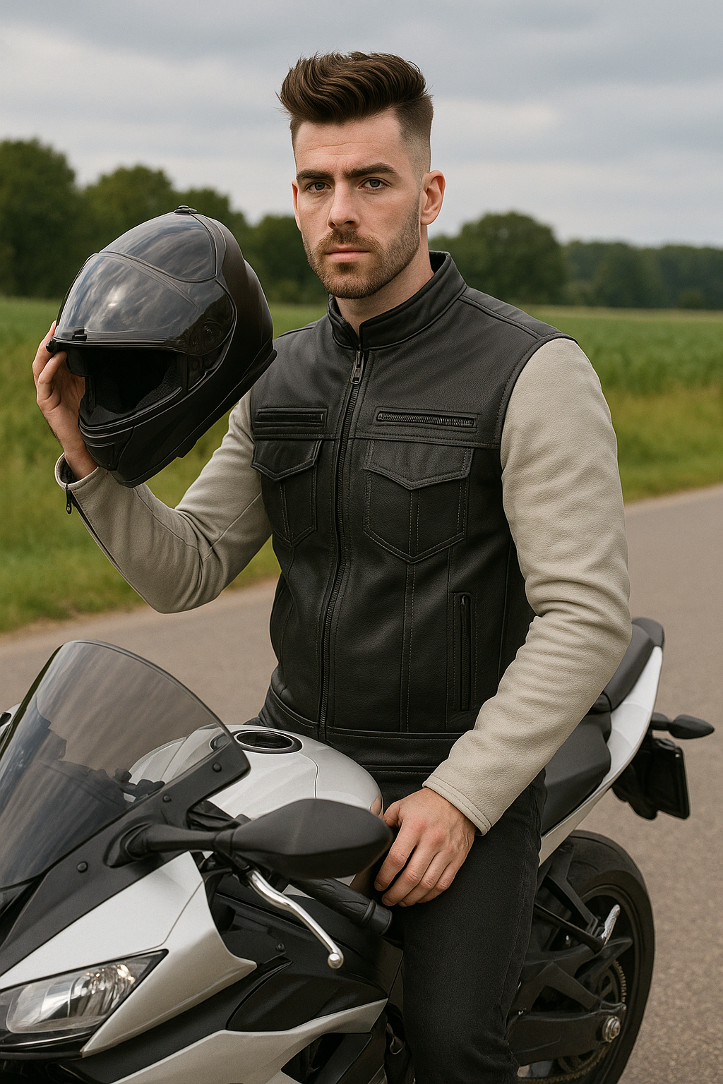 PR-237 Inferno Edge Man's Moto Leather Jacket