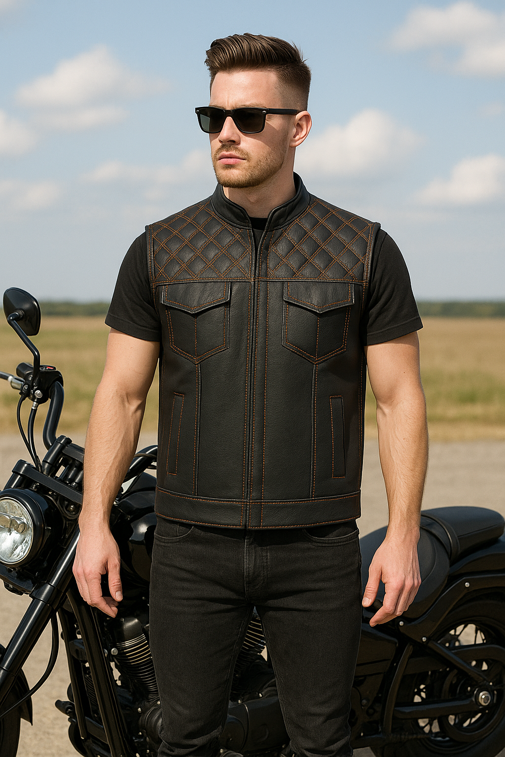 Scarlet Stitch - Men's Club Style Leather Vest