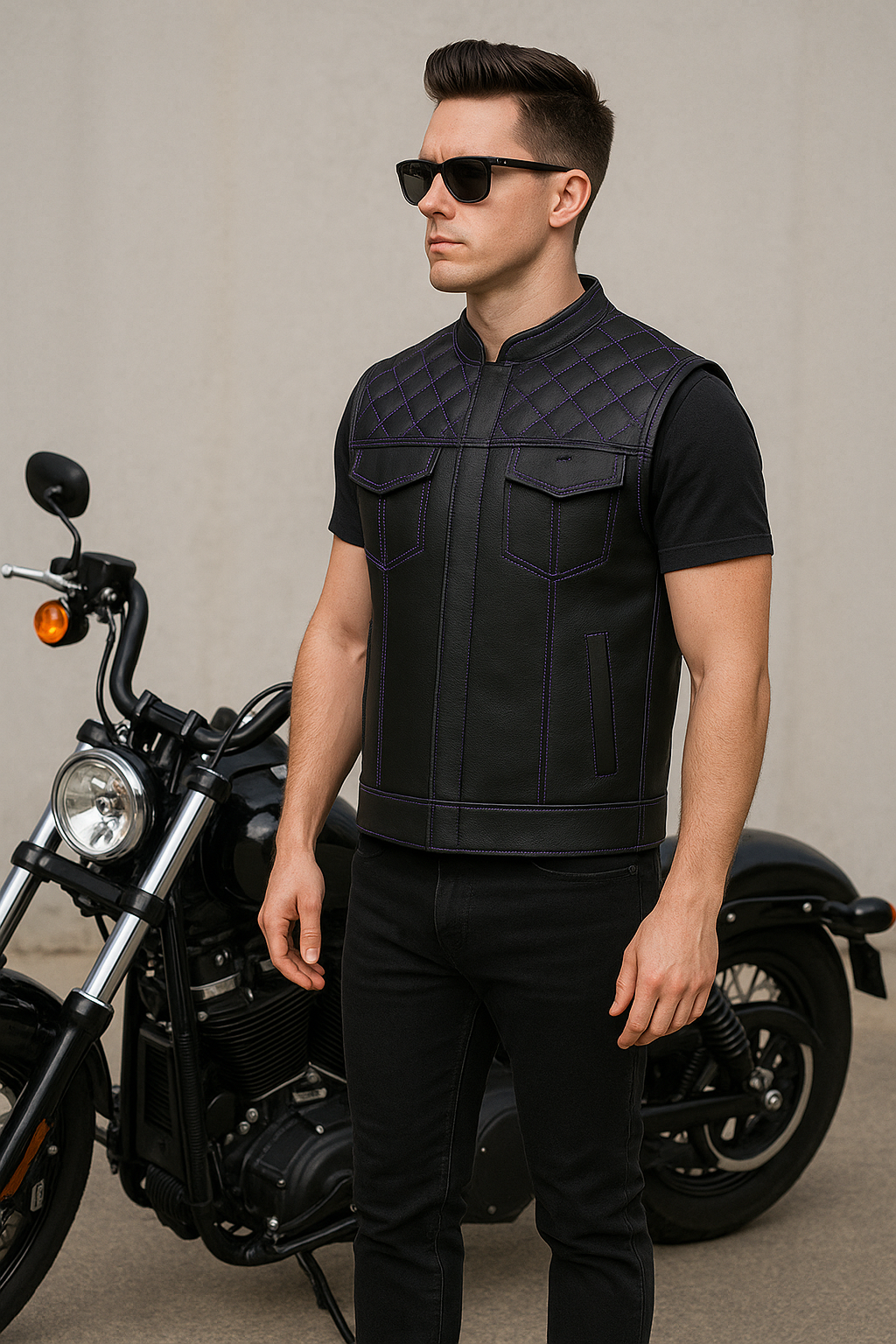 Scarlet Stitch - Men's Club Style Leather Vest