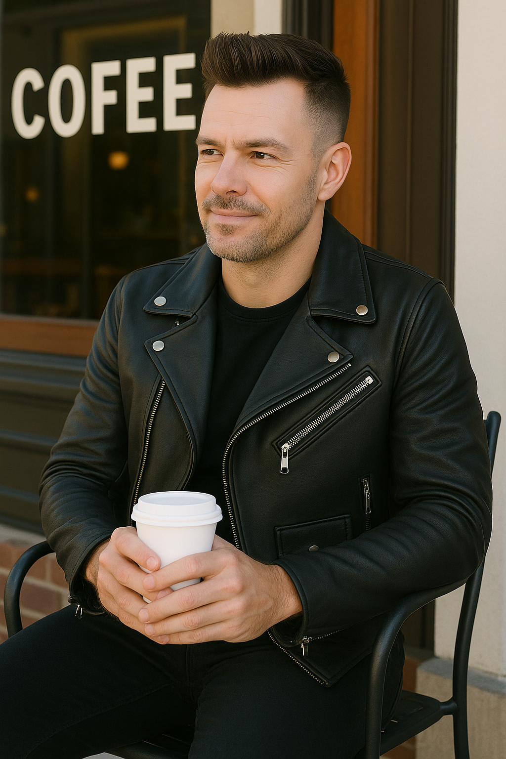 PR-201 Midnight Moto Men's Motorcycle Leather Jacket