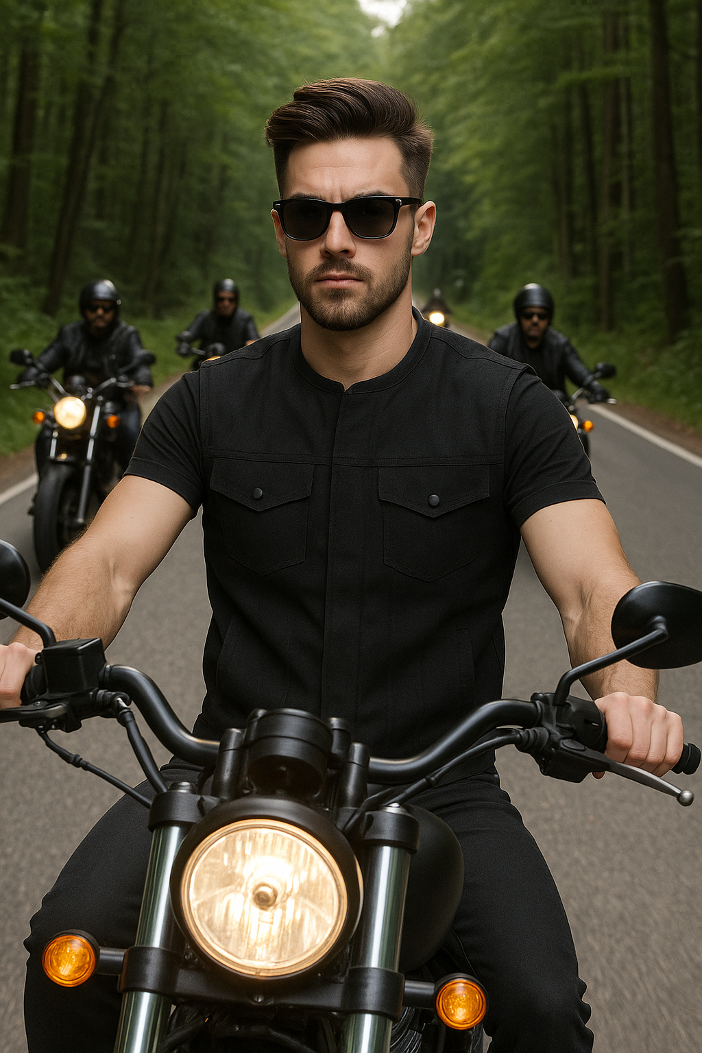 PR-306 Midnight Forge – Men's Motorcycle Denim Vest