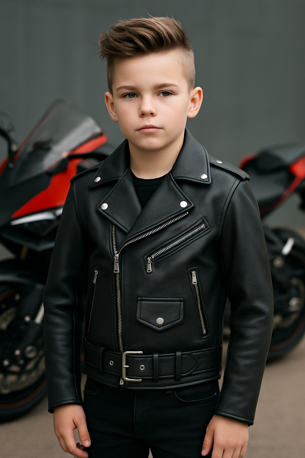 PR-338 Mini Little Rebel Rider – Kid’s Leather Motorcycle Jacket