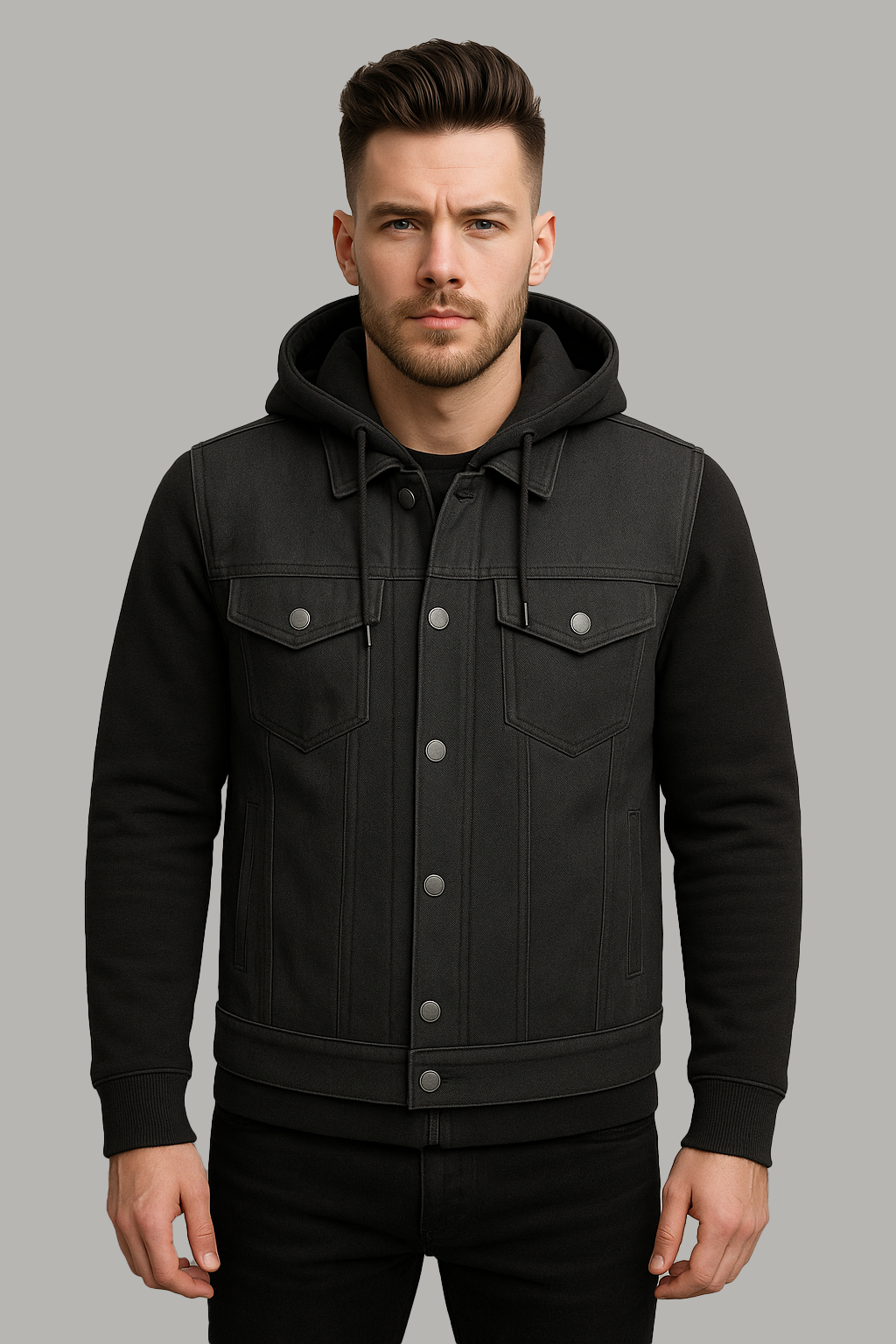 PR-312 Ashmark – Men's Motorcycle Denim Vest & Hoodie
