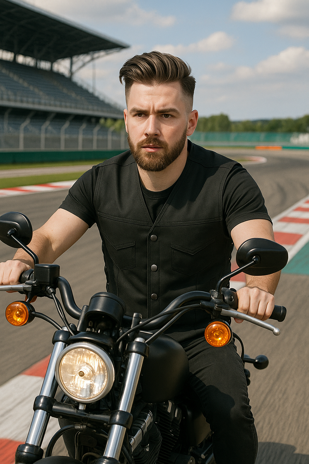 PR-307 Black Phantom - Men's Motorcycle Twill Vest