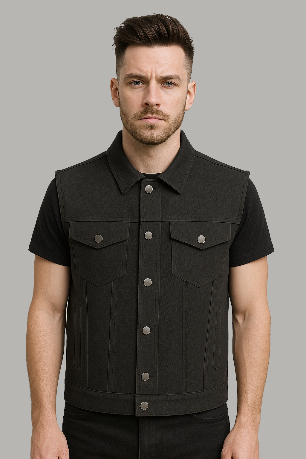 PR-313 Ashmark – Men's Motorcycle Denim Vest