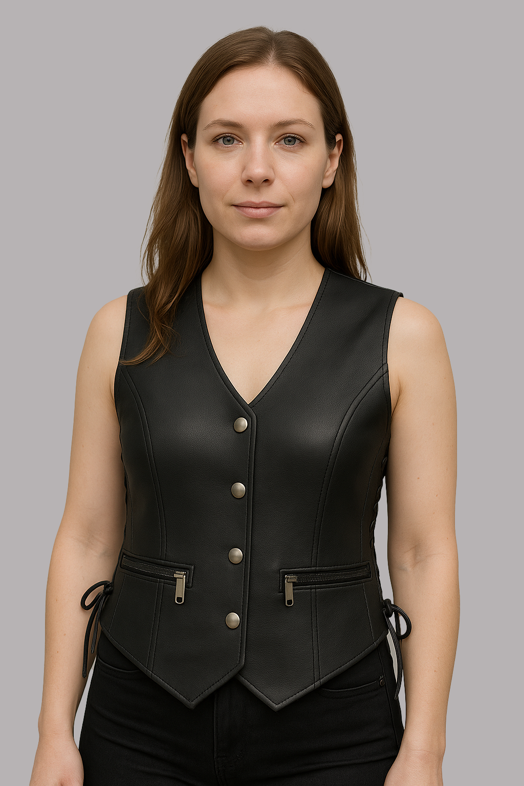 Black Window – Women's Western Style Motorcycle Leather Vest