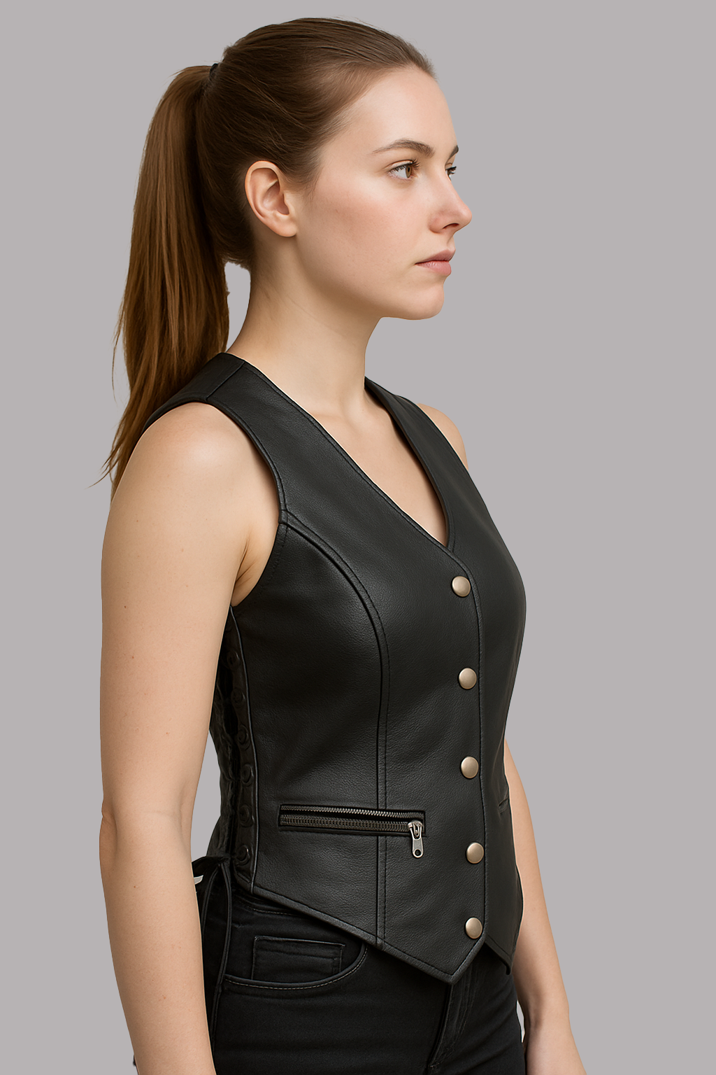 Black Window – Women's Western Style Motorcycle Leather Vest
