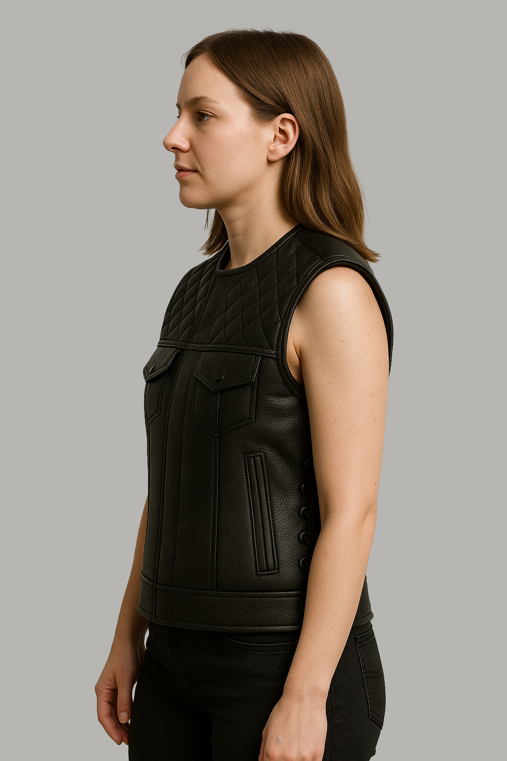 Obsidian Queen – Women's Club Style Motorcycle Leather Vest