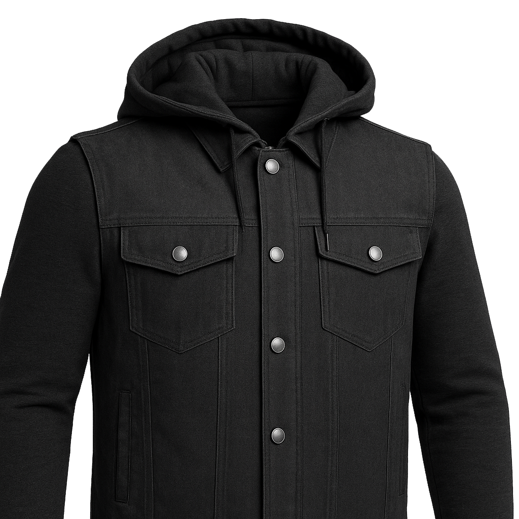 PR-312 Ashmark – Men's Motorcycle Denim Vest & Hoodie