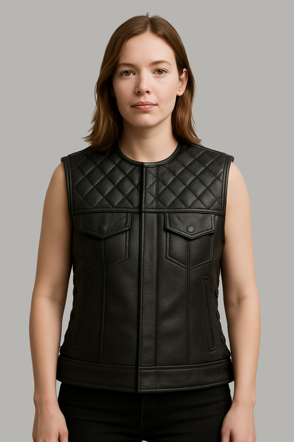 Obsidian Queen – Women's Club Style Motorcycle Leather Vest