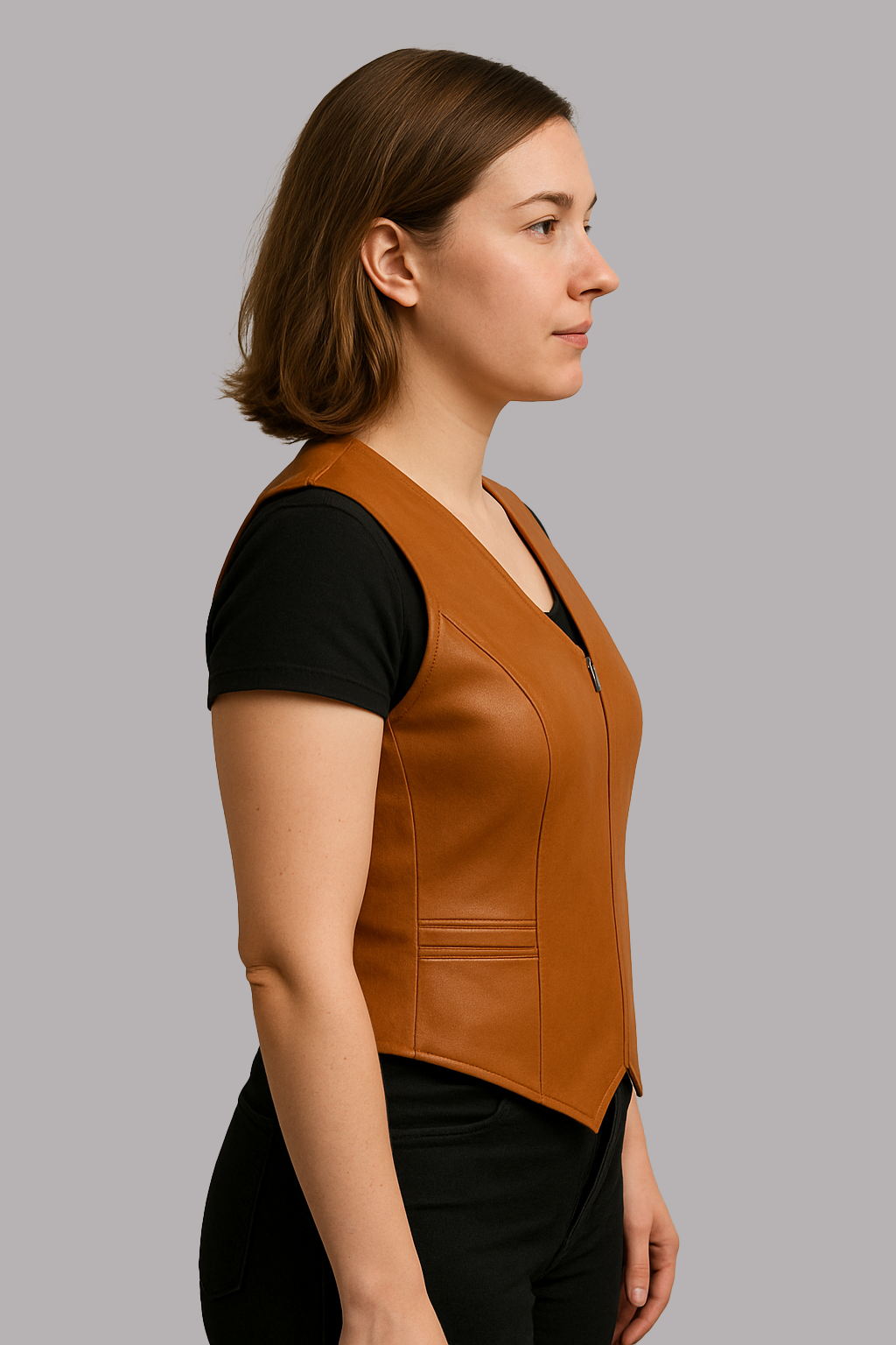 Bronzed – Women's Western Style Motorcycle Leather Vest