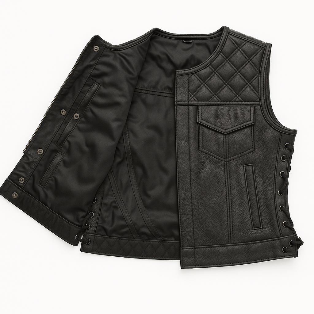 Obsidian Queen – Women's Club Style Motorcycle Leather Vest