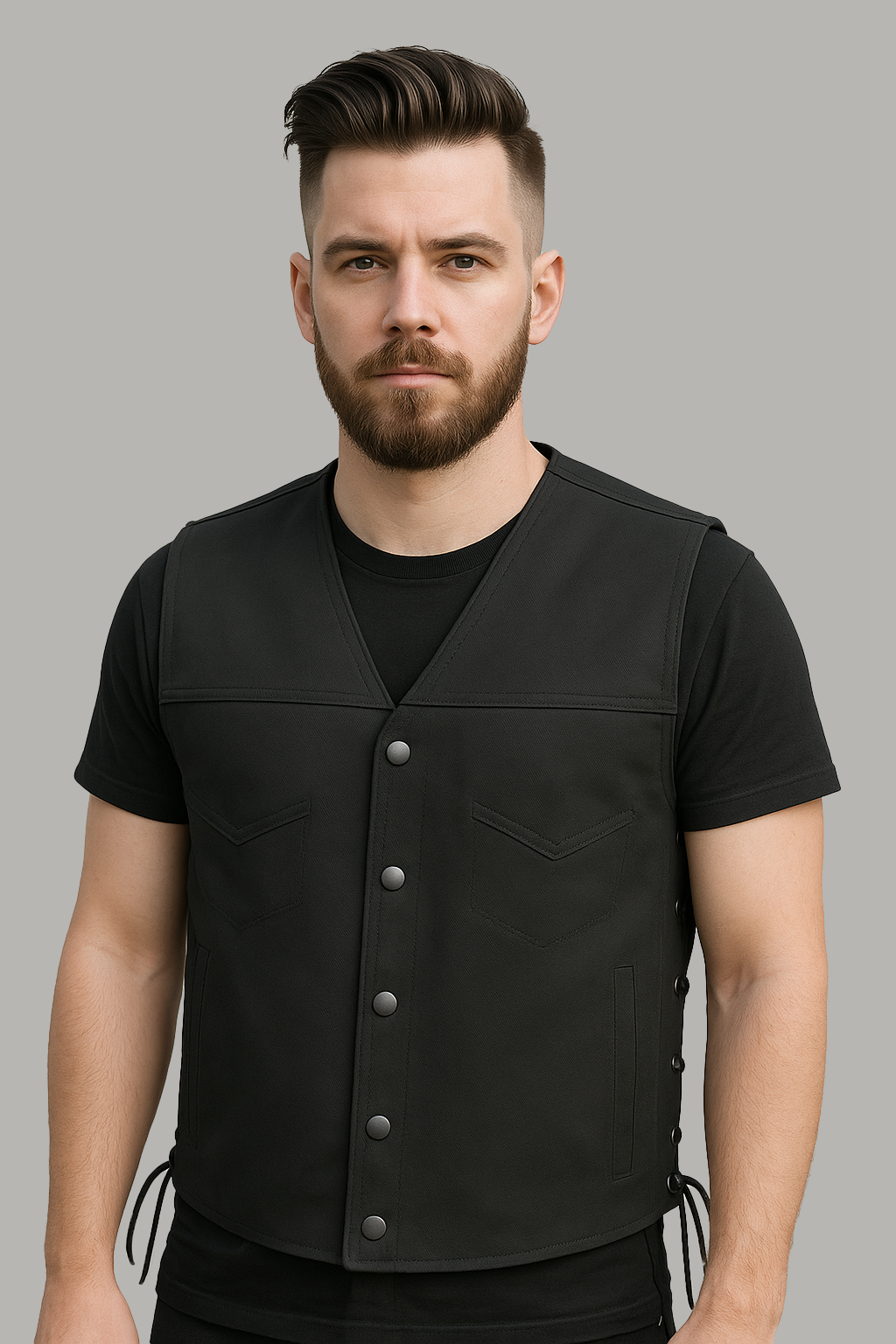 PR-307 Black Phantom - Men's Motorcycle Twill Vest