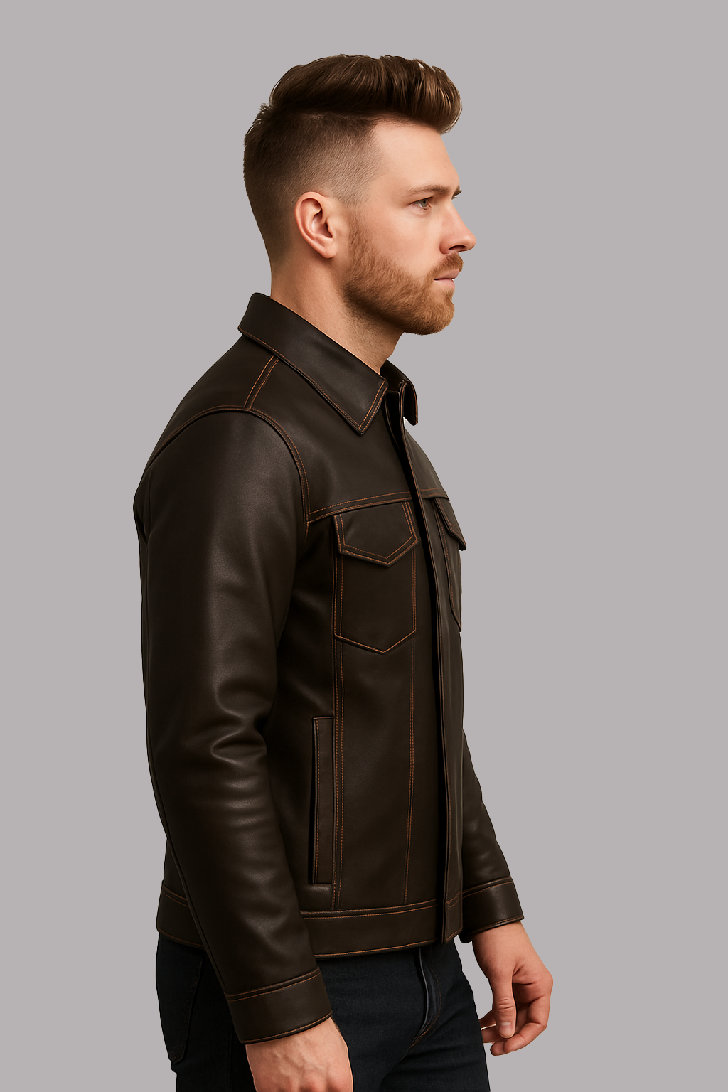 PR-330 Bronco Men's Moto Leather Shirt