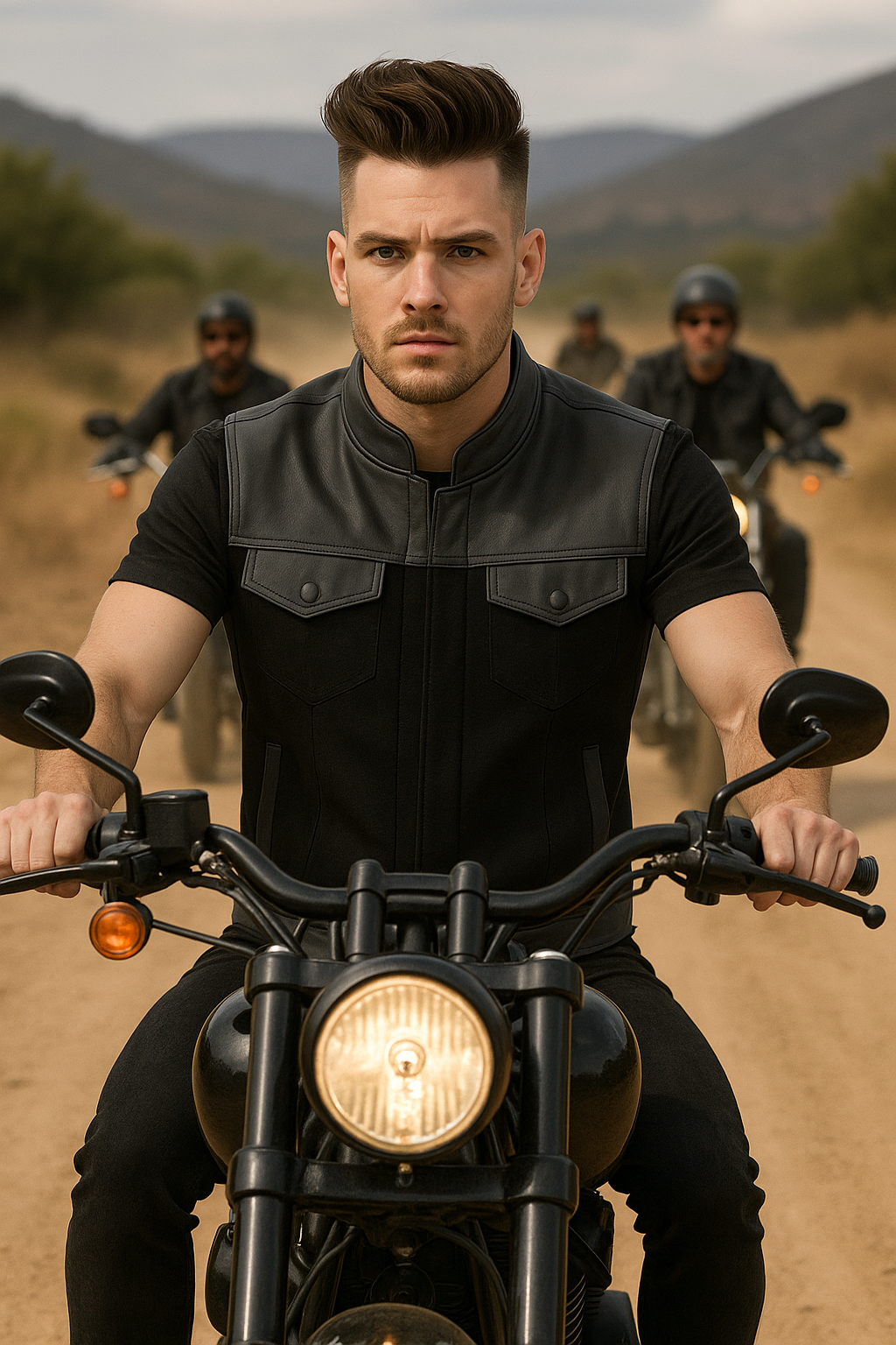 PR-301 Darkrange - Men's Motorcycle Denim/Leather Vest