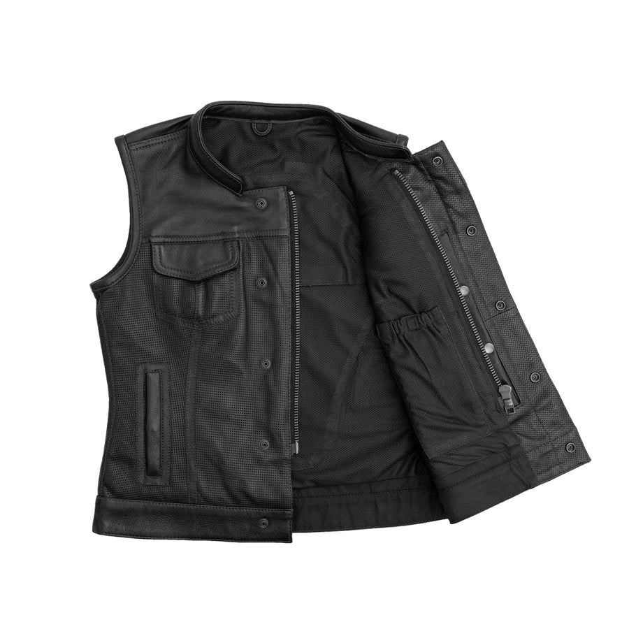 Nightlock – Women's Perforated Club Style Leather Vest