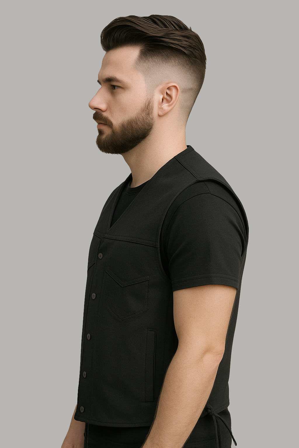 PR-307 Black Phantom - Men's Motorcycle Twill Vest