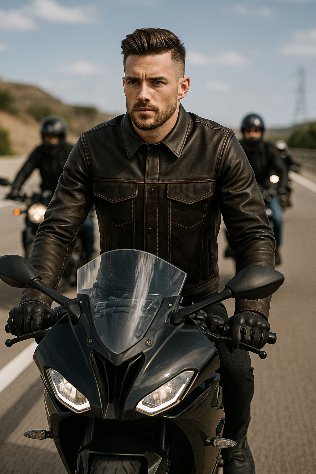 PR-330 Bronco Men's Moto Leather Shirt