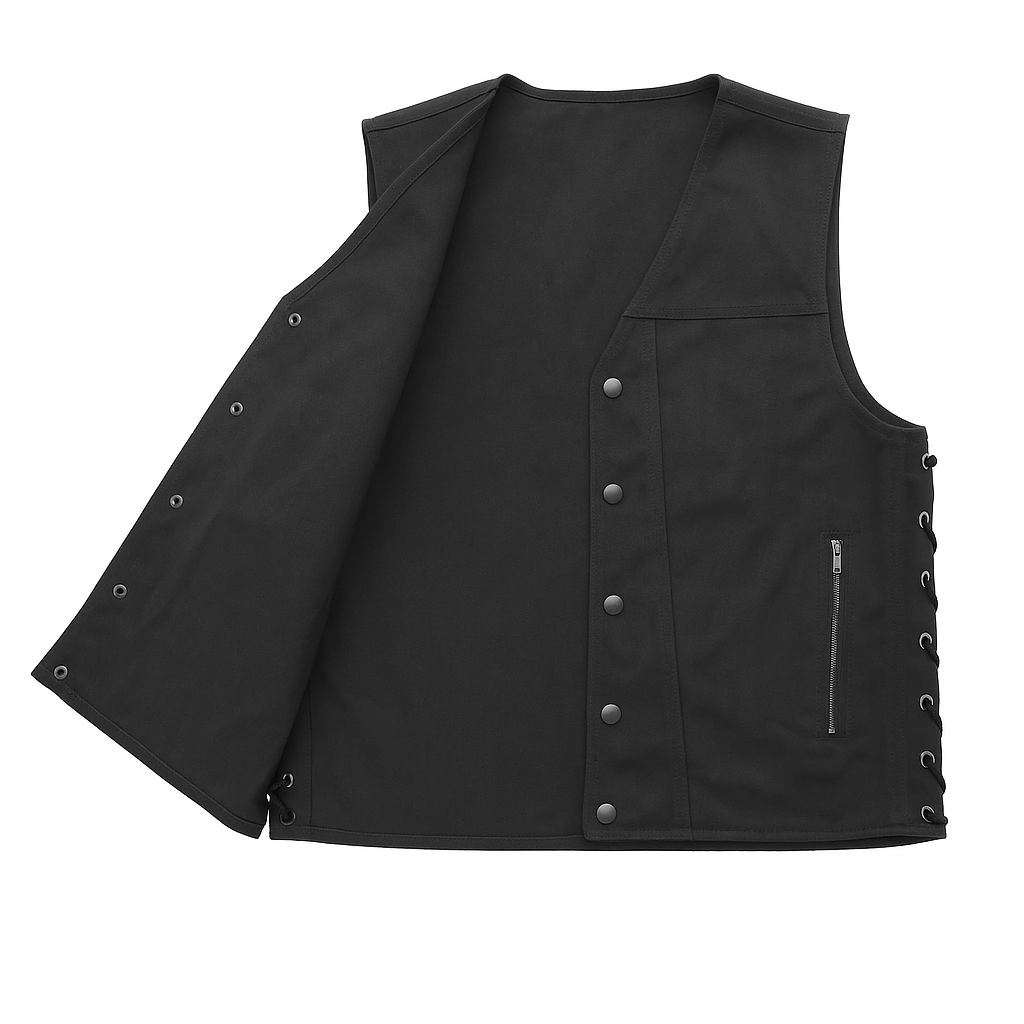 PR-307 Black Phantom - Men's Motorcycle Twill Vest