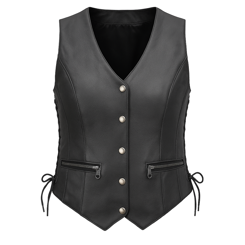 Black Window – Women's Western Style Motorcycle Leather Vest