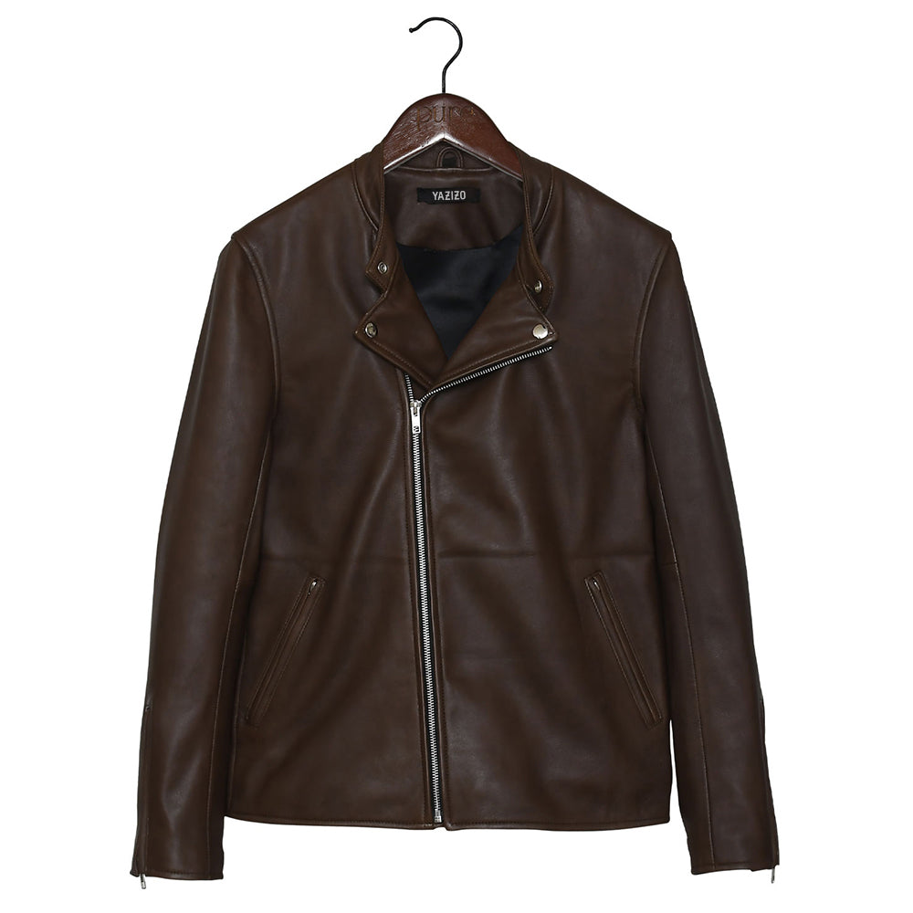 Motorcycle Men's Clan Racer Brown Leather Jacket