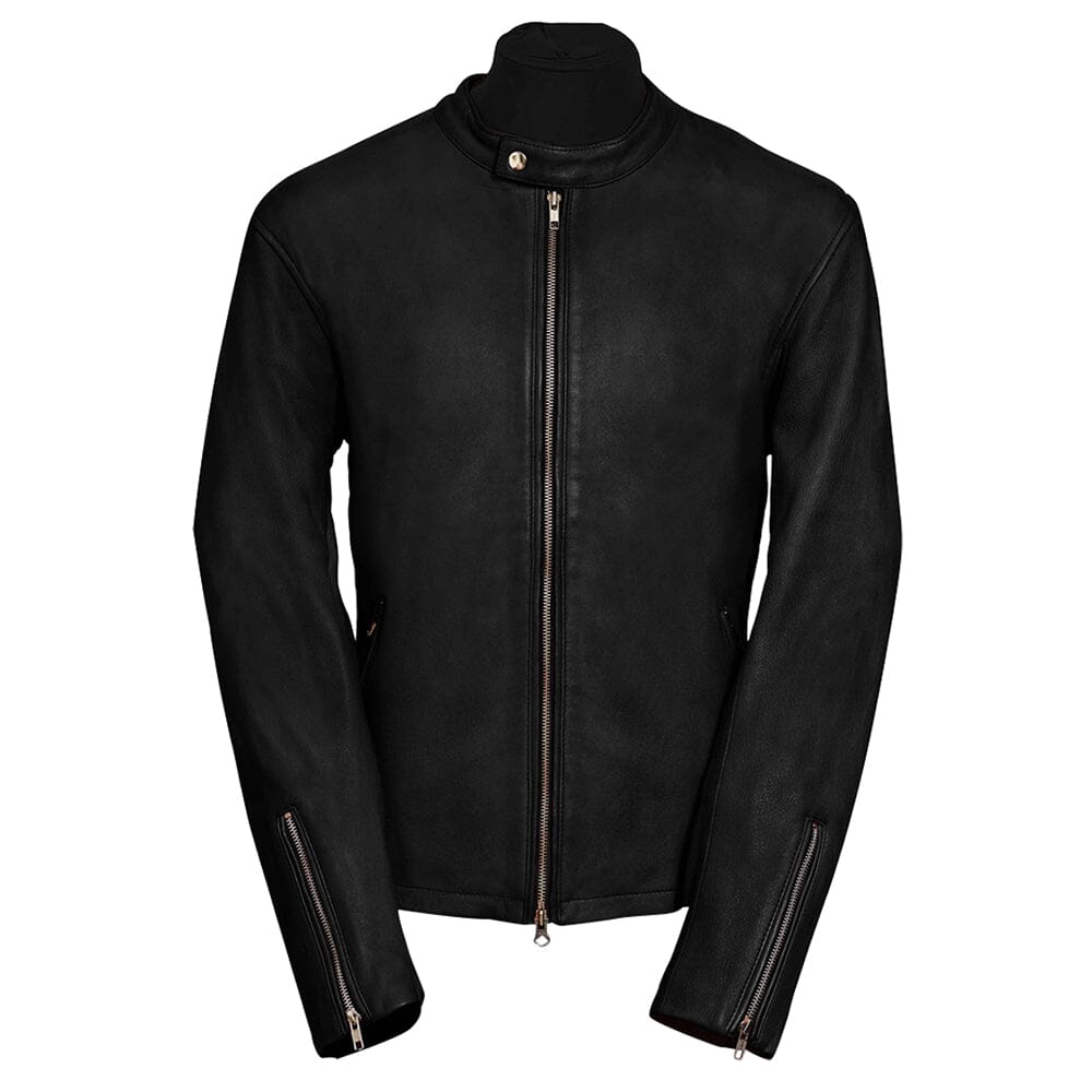 Motorcycle Racer Men's Fashion Black Veg Lambskin Leather Jacket