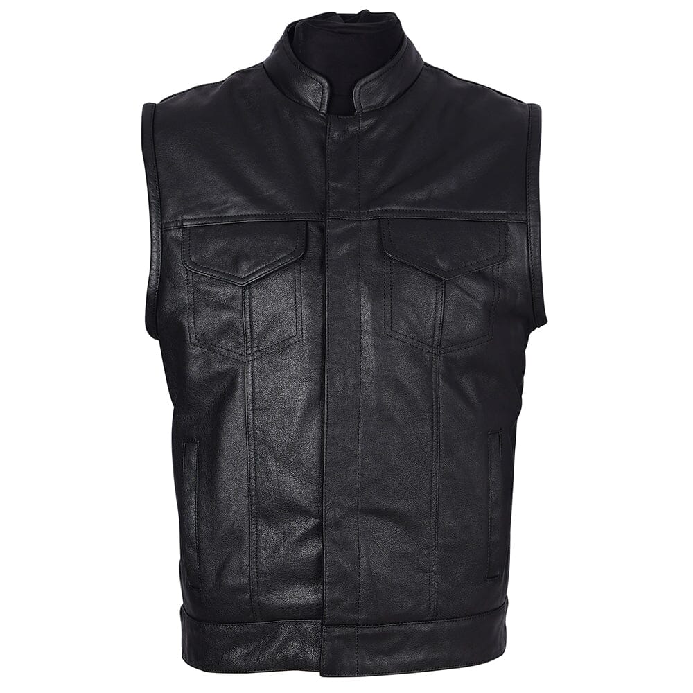 Mens Motorcycle Fashion Leather Club Vest