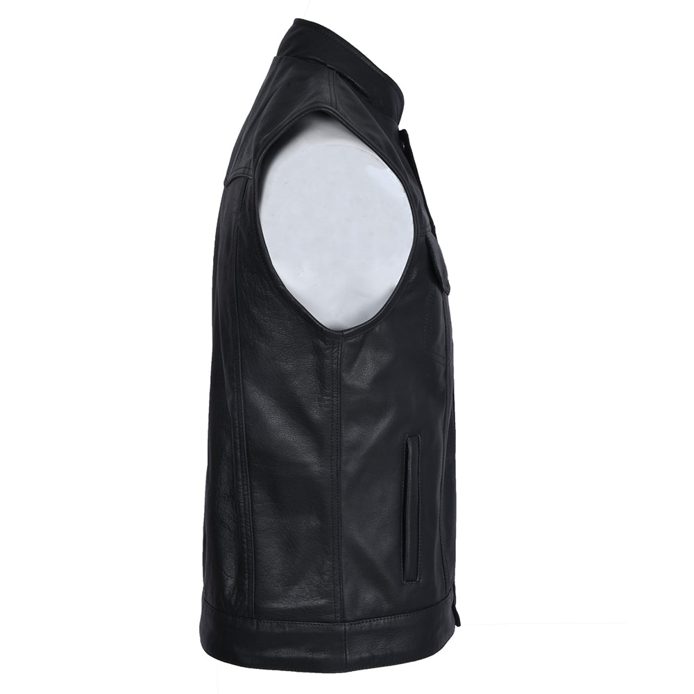 Mens Motorcycle Fashion Leather Club Vest