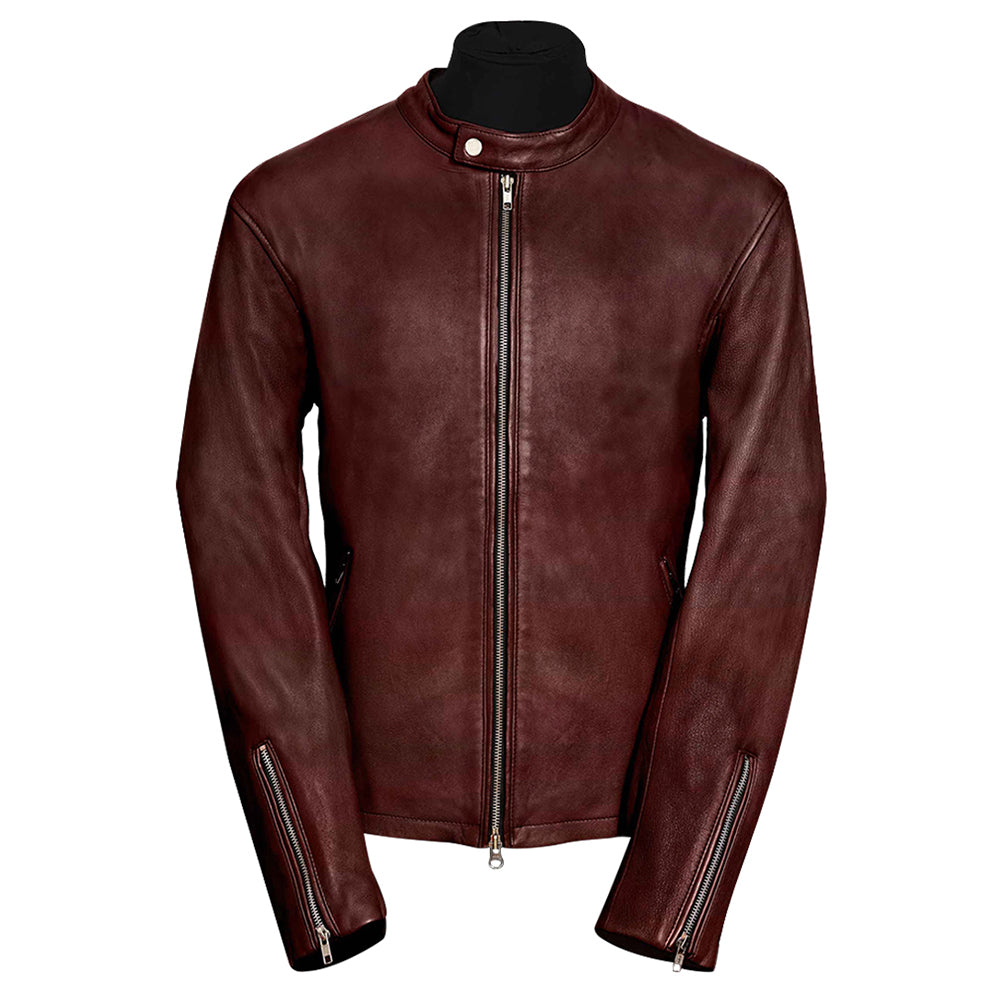 Motorcycle Racer Men's Fashion Brown Veg Lambskin Leather Jacket