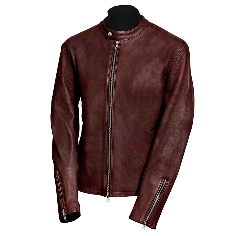 Motorcycle Racer Men's Fashion Brown Veg Lambskin Leather Jacket