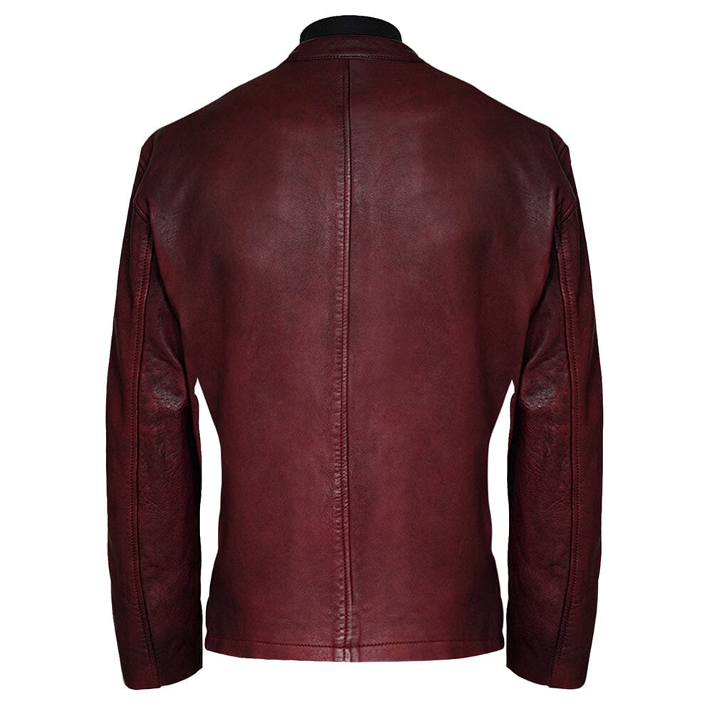 Motorcycle Racer Men's Fashion Burgundy Veg Lambskin Leather Jacket