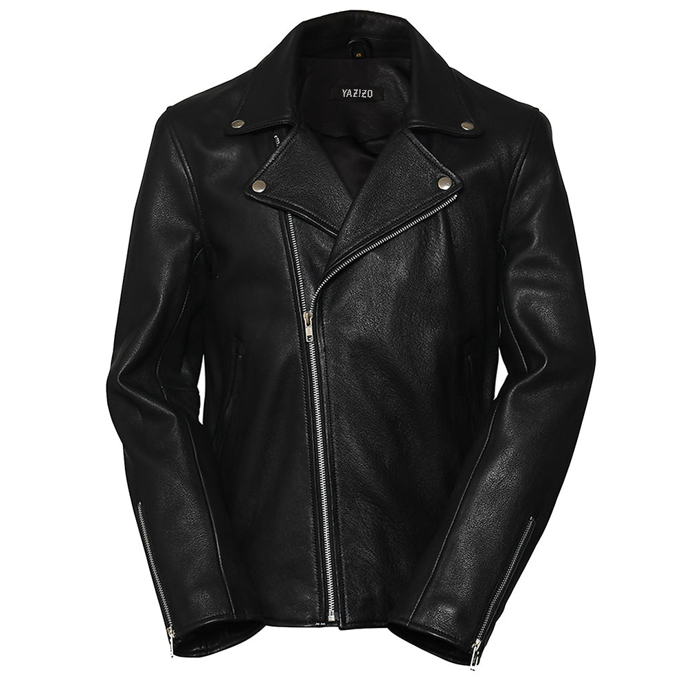 Men's Black Nifty Biker Racer Leather Jacket