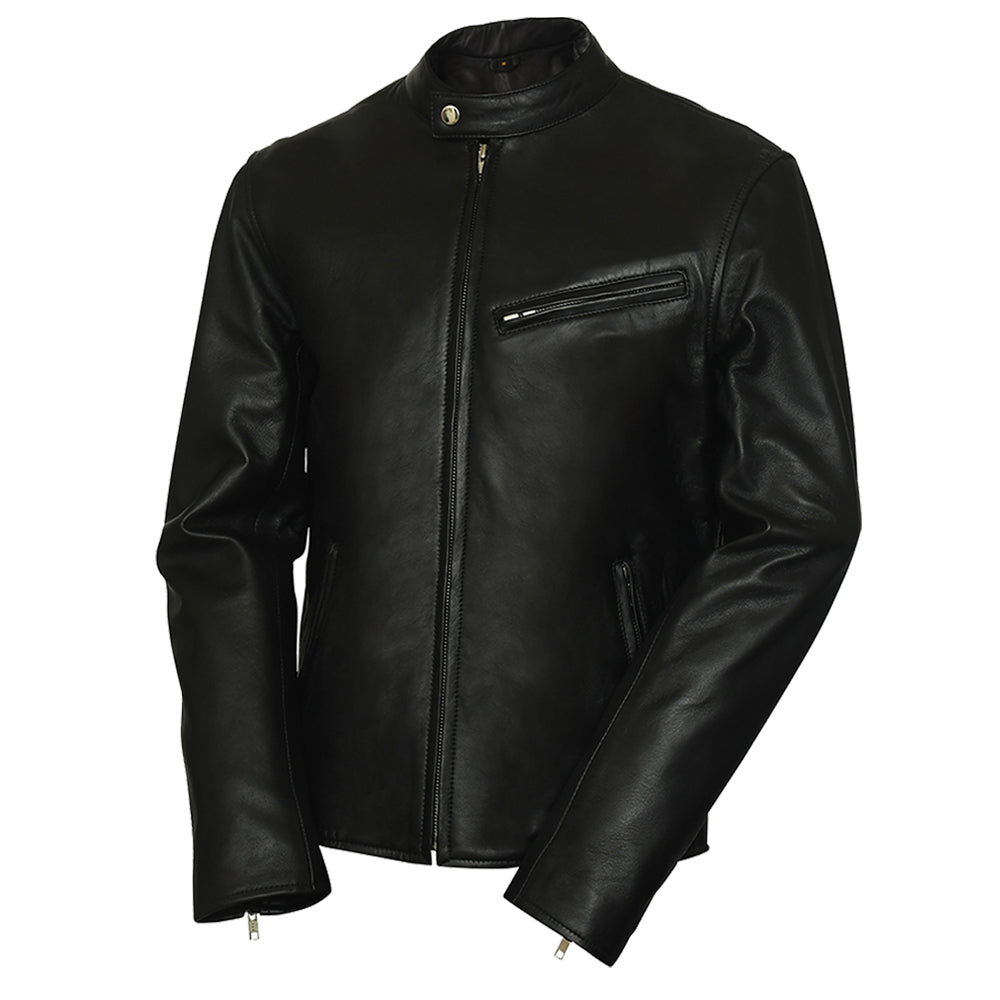 Superb Men's Natural Lambskin Black Leather Jacket